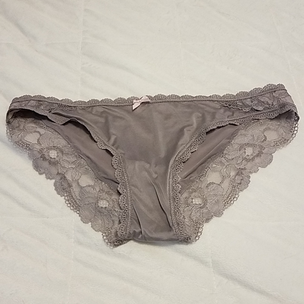 Victoria Secret grey lace and silk pantie